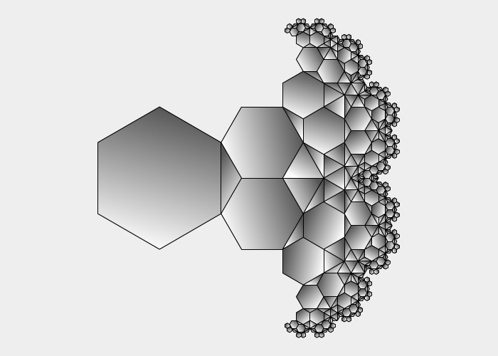 A regular hexagon and two triangles